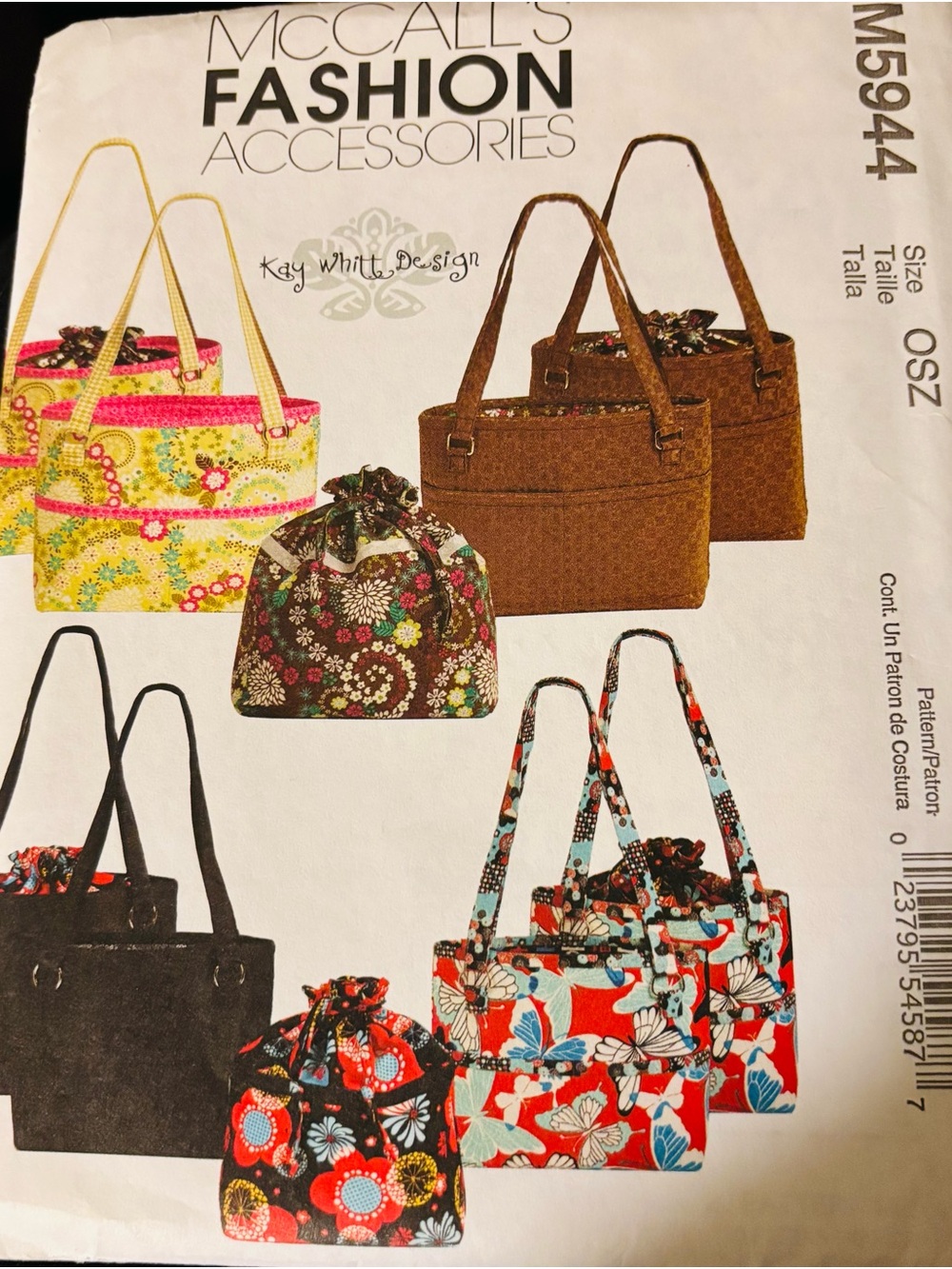 McCall's M5944 Fashion Accessories by Kay Whitt Bags Purse New Uncut